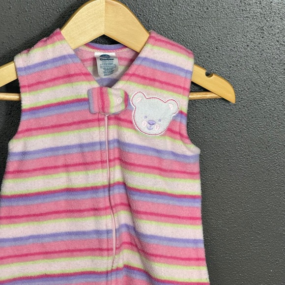 Gerber vintage Baby Girl Pink Striped Fleece Sleep Sack 0-6 Months BP171634YCN - Picture 4 of 4